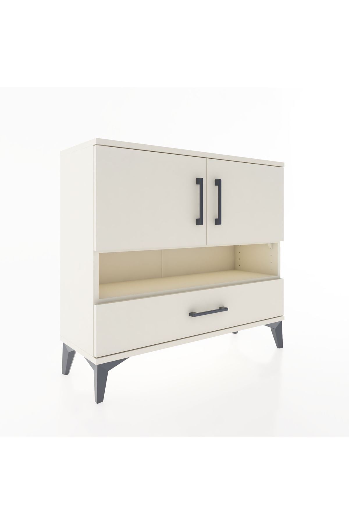 Arges Şifonyer 3 Raflı Tek Çekmeceli 2 Kapaklı 88x30x80 - S03M037V1A