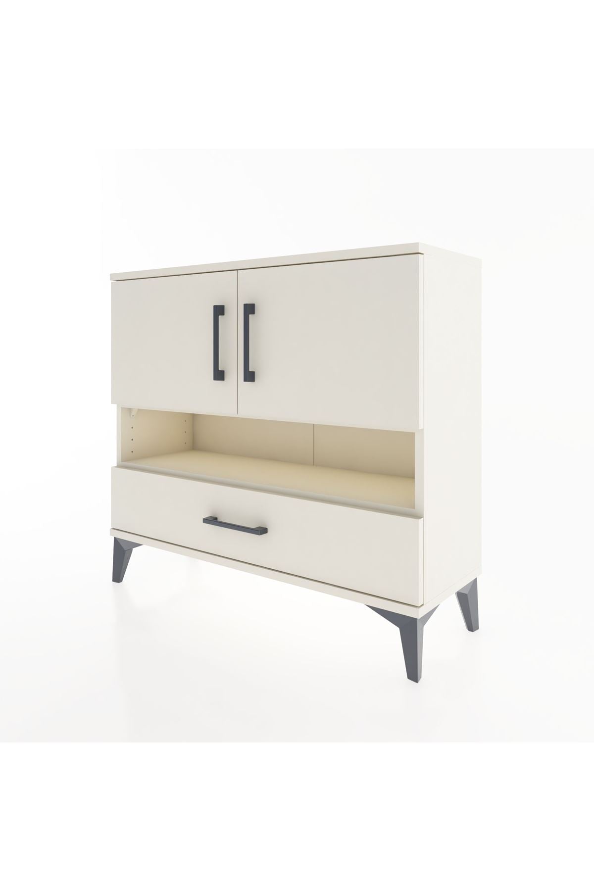 Arges Şifonyer 3 Raflı Tek Çekmeceli 2 Kapaklı 88x30x80 - S03M037V1A