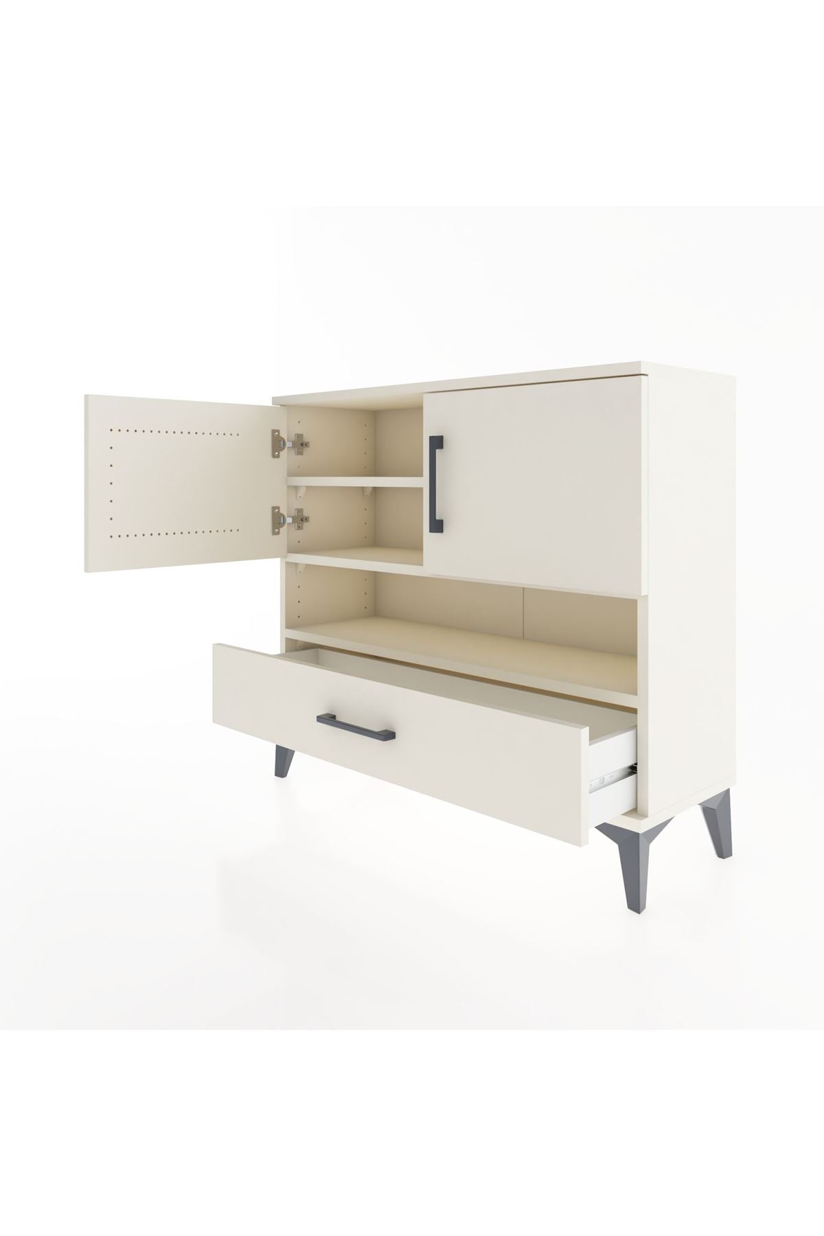 Arges Şifonyer 3 Raflı Tek Çekmeceli 2 Kapaklı 88x30x80 - S03M037V1A