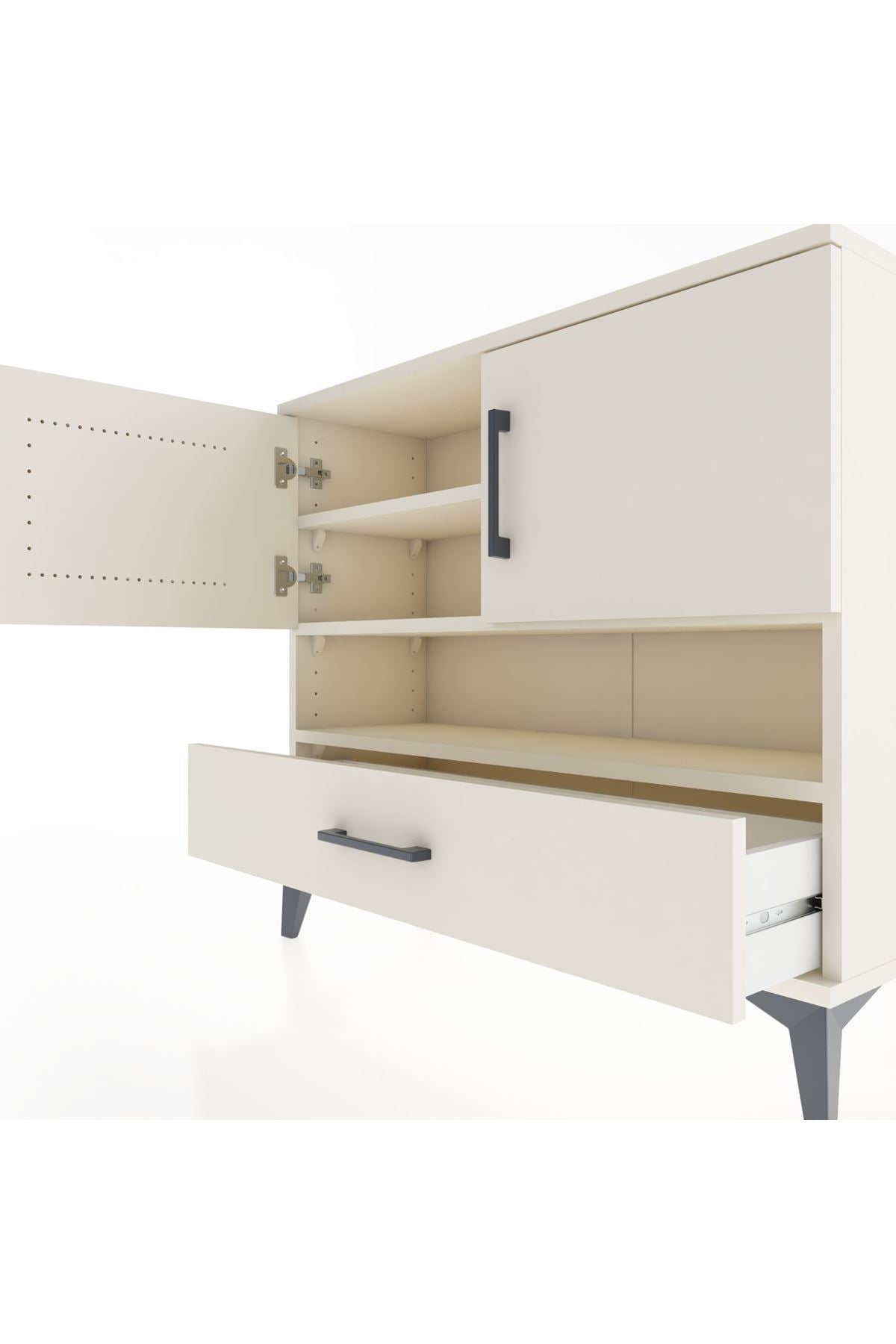 Arges Şifonyer 3 Raflı Tek Çekmeceli 2 Kapaklı 88x30x80 - S03M037V1A