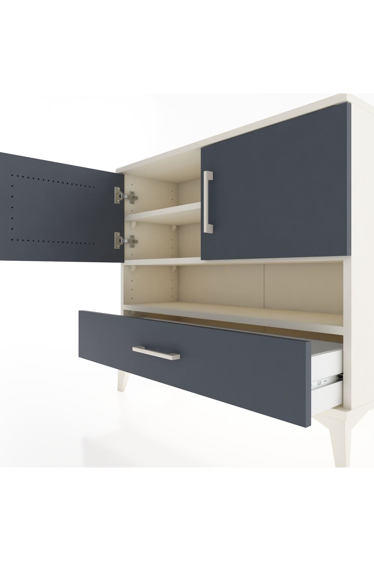 Arges Şifonyer 3 Raflı Tek Çekmeceli 2 Kapaklı 88x30x80 - S03M037V2A