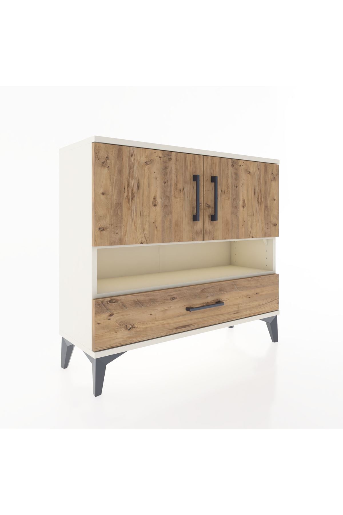Arges Şifonyer 3 Raflı Tek Çekmeceli 2 Kapaklı 88x30x80 - S03M037V3A