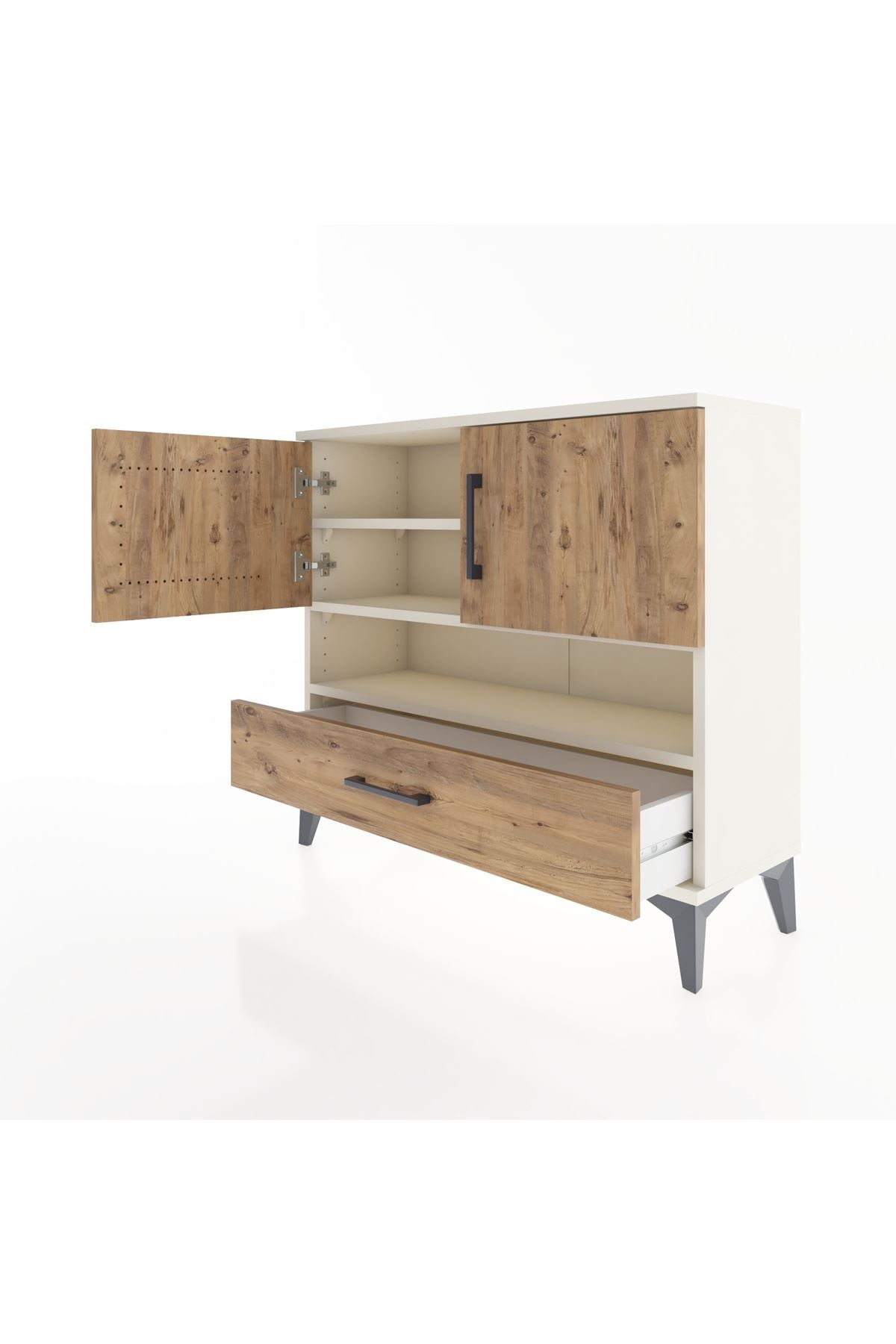 Arges Şifonyer 3 Raflı Tek Çekmeceli 2 Kapaklı 88x30x80 - S03M037V3A