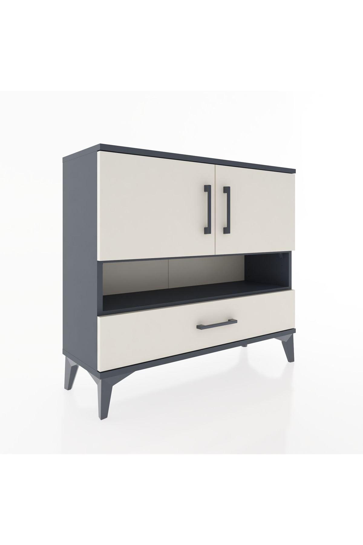Arges Şifonyer 3 Raflı Tek Çekmeceli 2 Kapaklı 88x30x80 - S03M037V4A