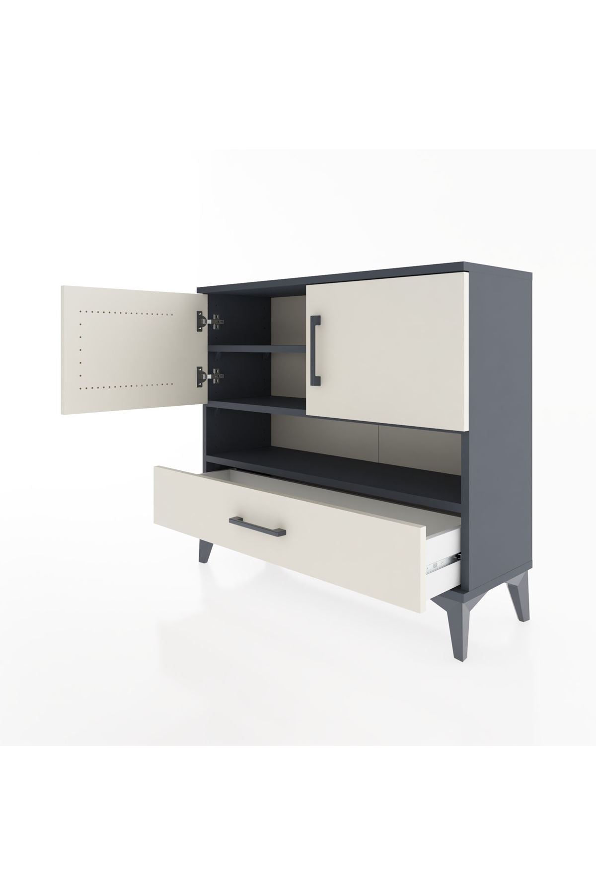 Arges Şifonyer 3 Raflı Tek Çekmeceli 2 Kapaklı 88x30x80 - S03M037V4A