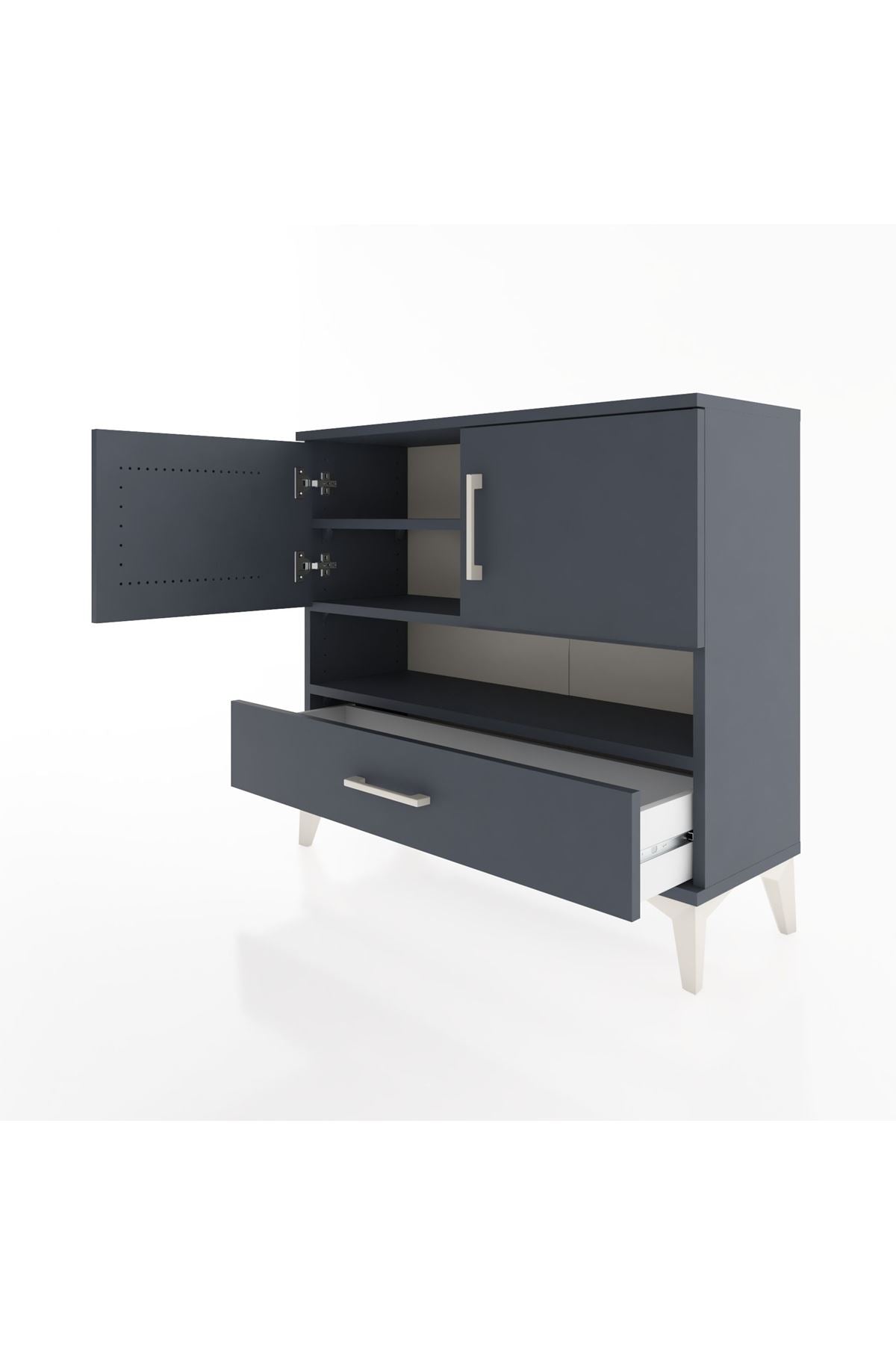 Arges Şifonyer 3 Raflı Tek Çekmeceli 2 Kapaklı 88x30x80 - S03M037V5A