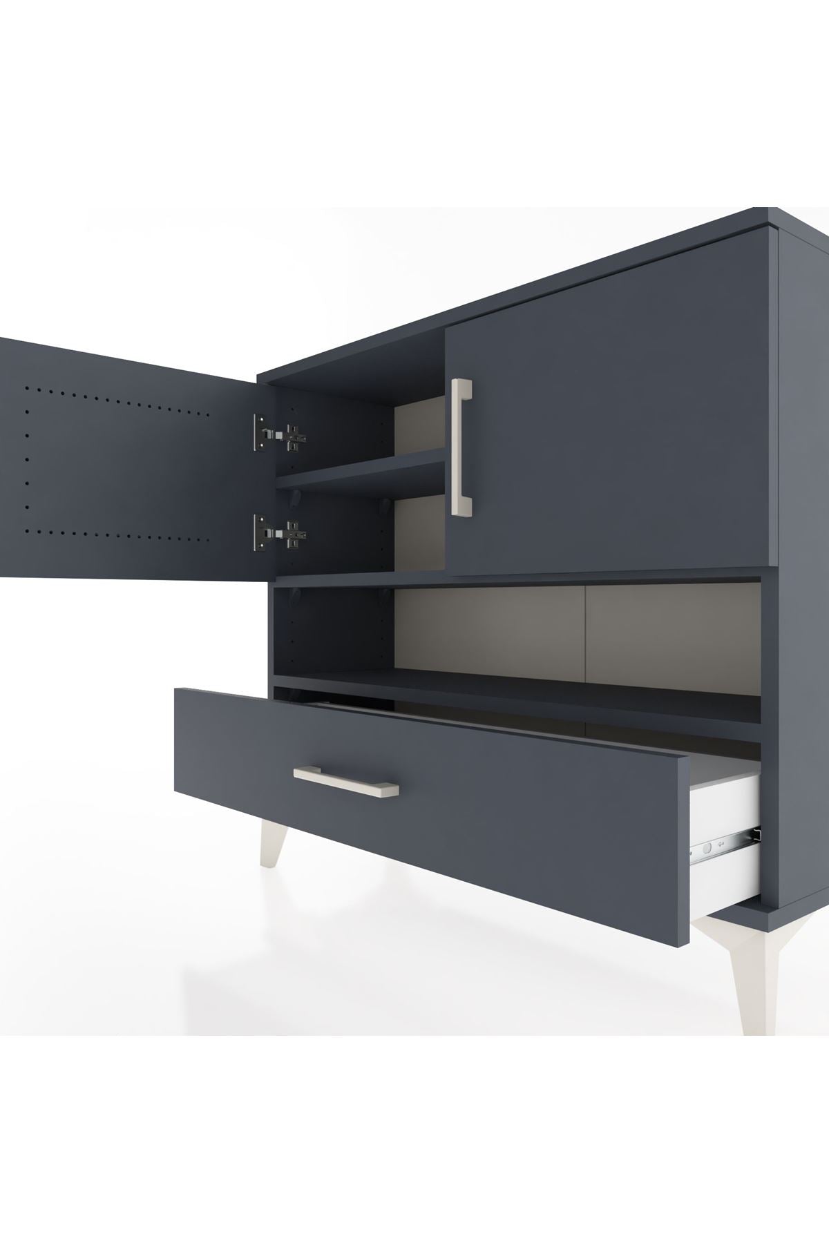 Arges Şifonyer 3 Raflı Tek Çekmeceli 2 Kapaklı 88x30x80 - S03M037V5A