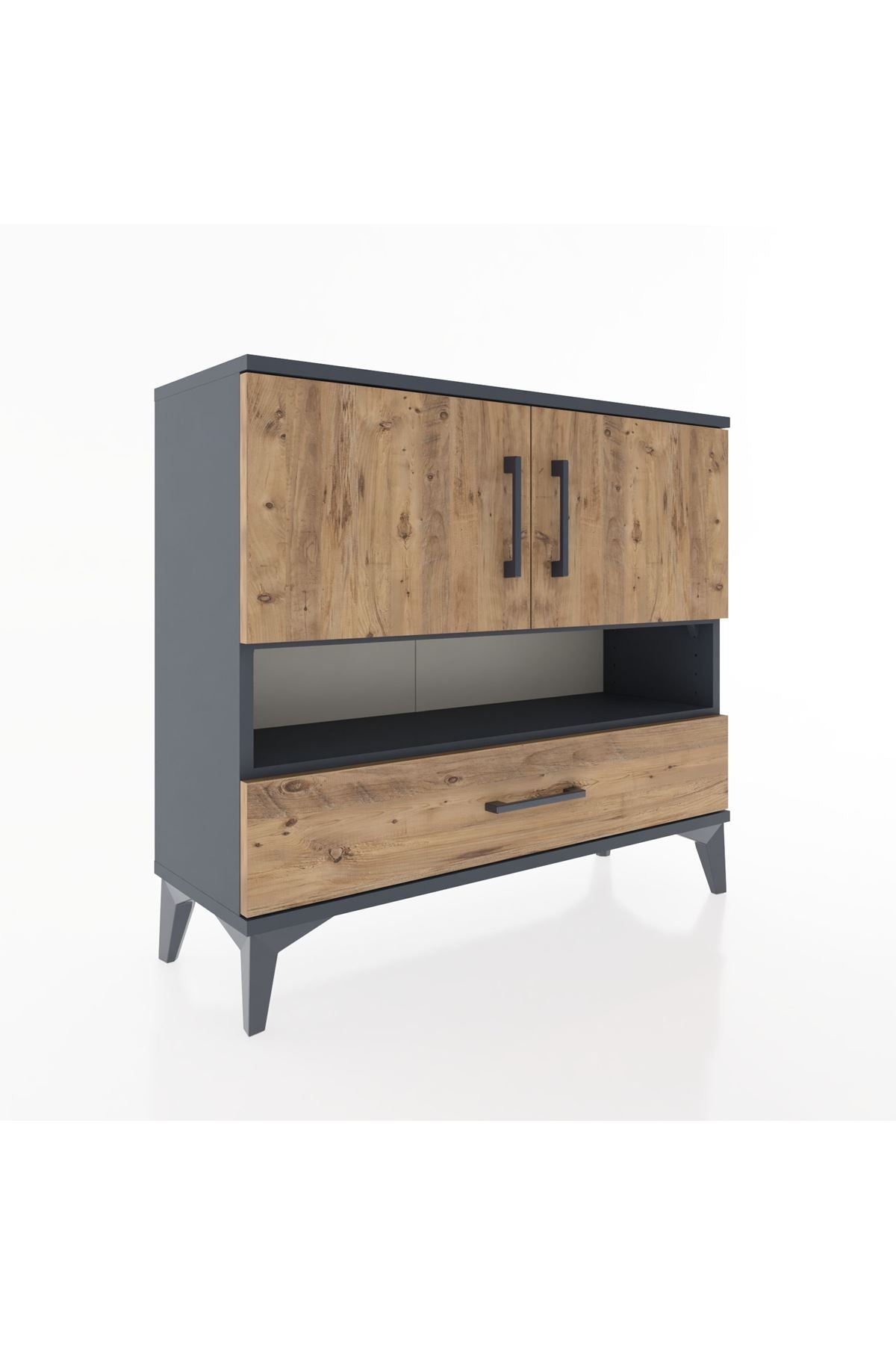 Arges Şifonyer 3 Raflı Tek Çekmeceli 2 Kapaklı 88x30x80 - S03M037V6A