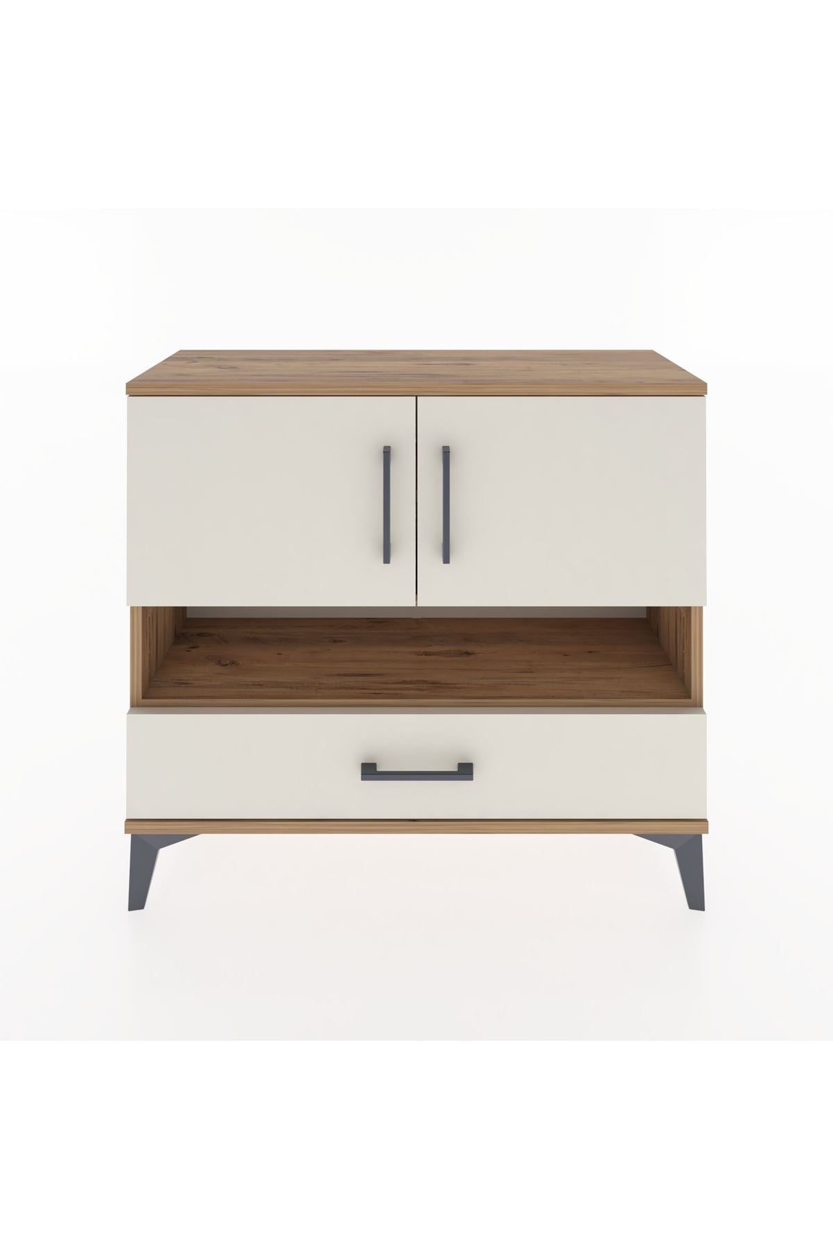 Arges Şifonyer 3 Raflı Tek Çekmeceli 2 Kapaklı 88x30x80 - S03M037V7A
