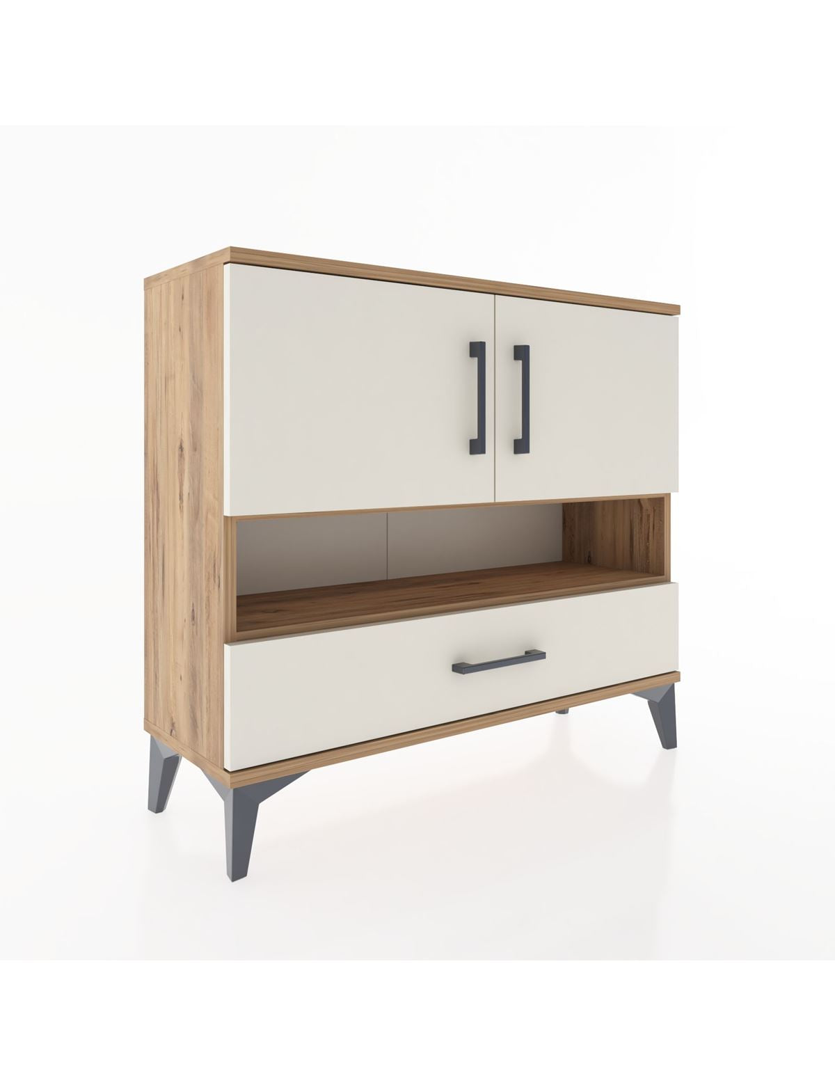 Arges Şifonyer 3 Raflı Tek Çekmeceli 2 Kapaklı 88x30x80 - S03M037V7A