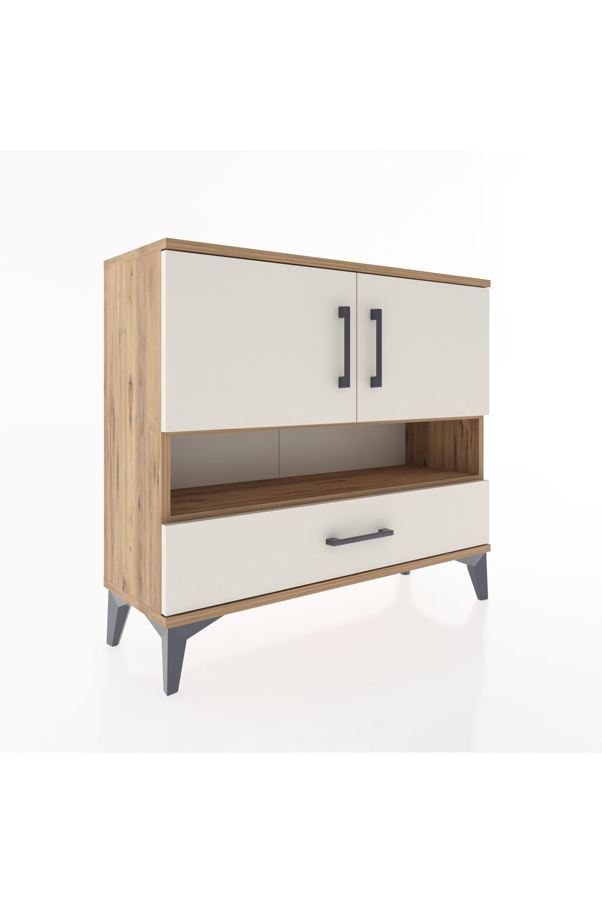 Arges Şifonyer 3 Raflı Tek Çekmeceli 2 Kapaklı 88x30x80 - S03M037V7A