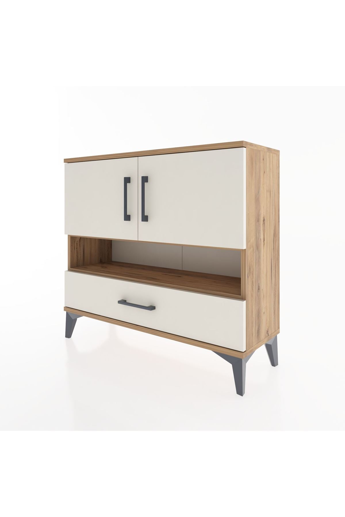 Arges Şifonyer 3 Raflı Tek Çekmeceli 2 Kapaklı 88x30x80 - S03M037V7A