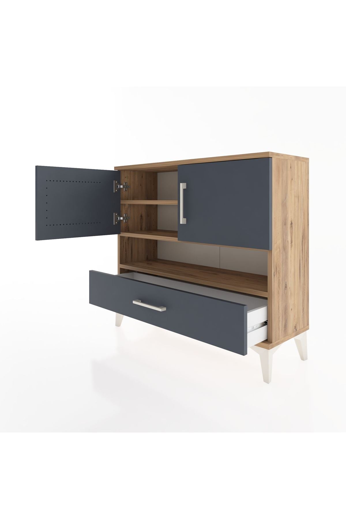 Arges Şifonyer 3 Raflı Tek Çekmeceli 2 Kapaklı 88x30x80 - S03M037V8A