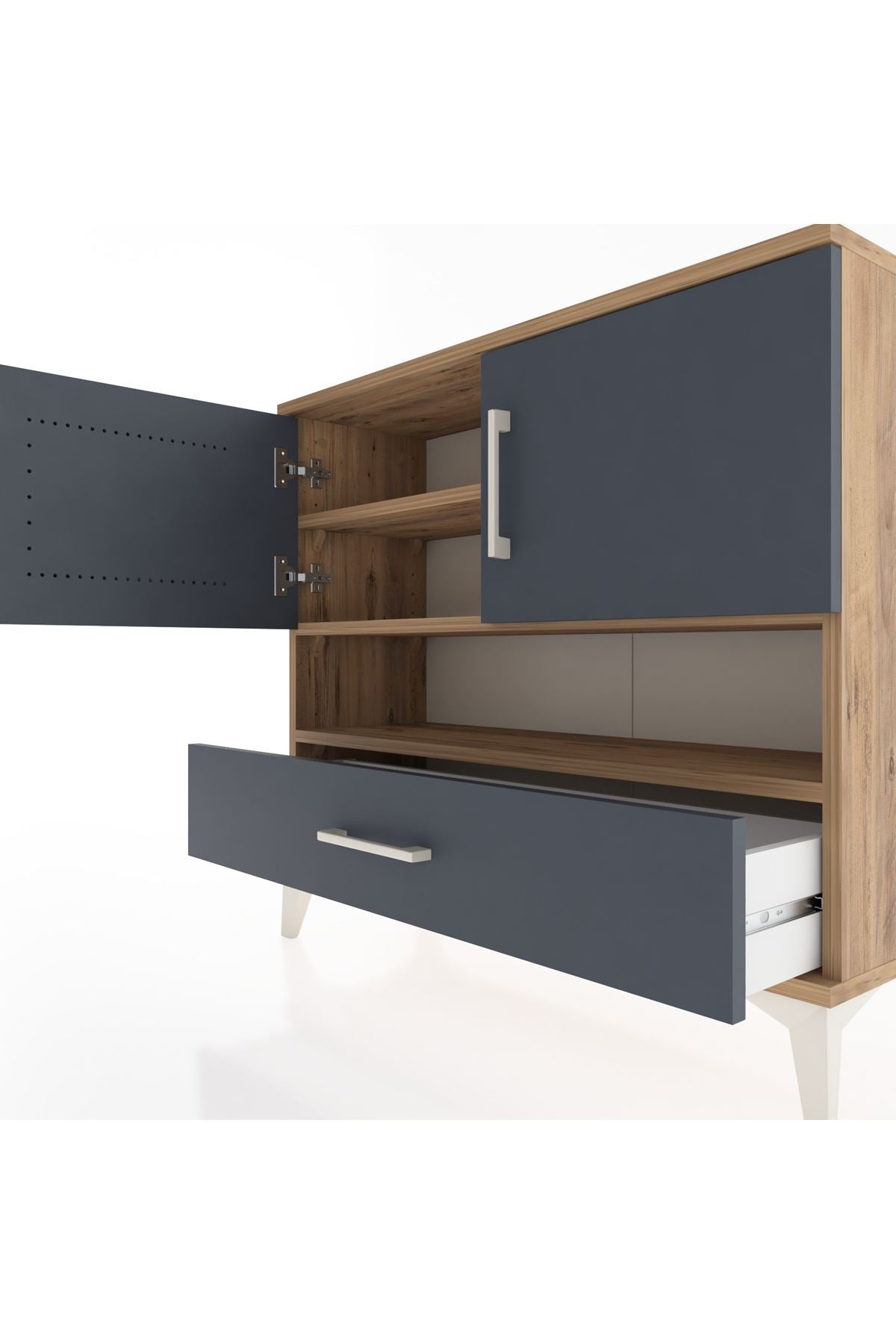 Arges Şifonyer 3 Raflı Tek Çekmeceli 2 Kapaklı 88x30x80 - S03M037V8A
