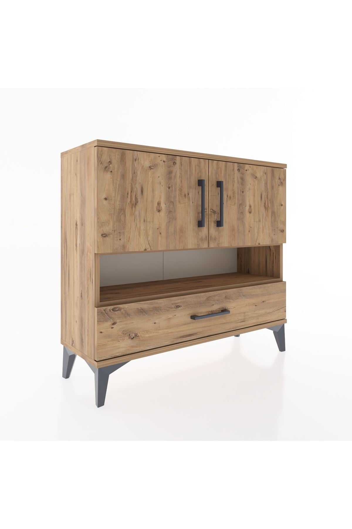 Arges Şifonyer 3 Raflı Tek Çekmeceli 2 Kapaklı 88x30x80 - S03M037V9A
