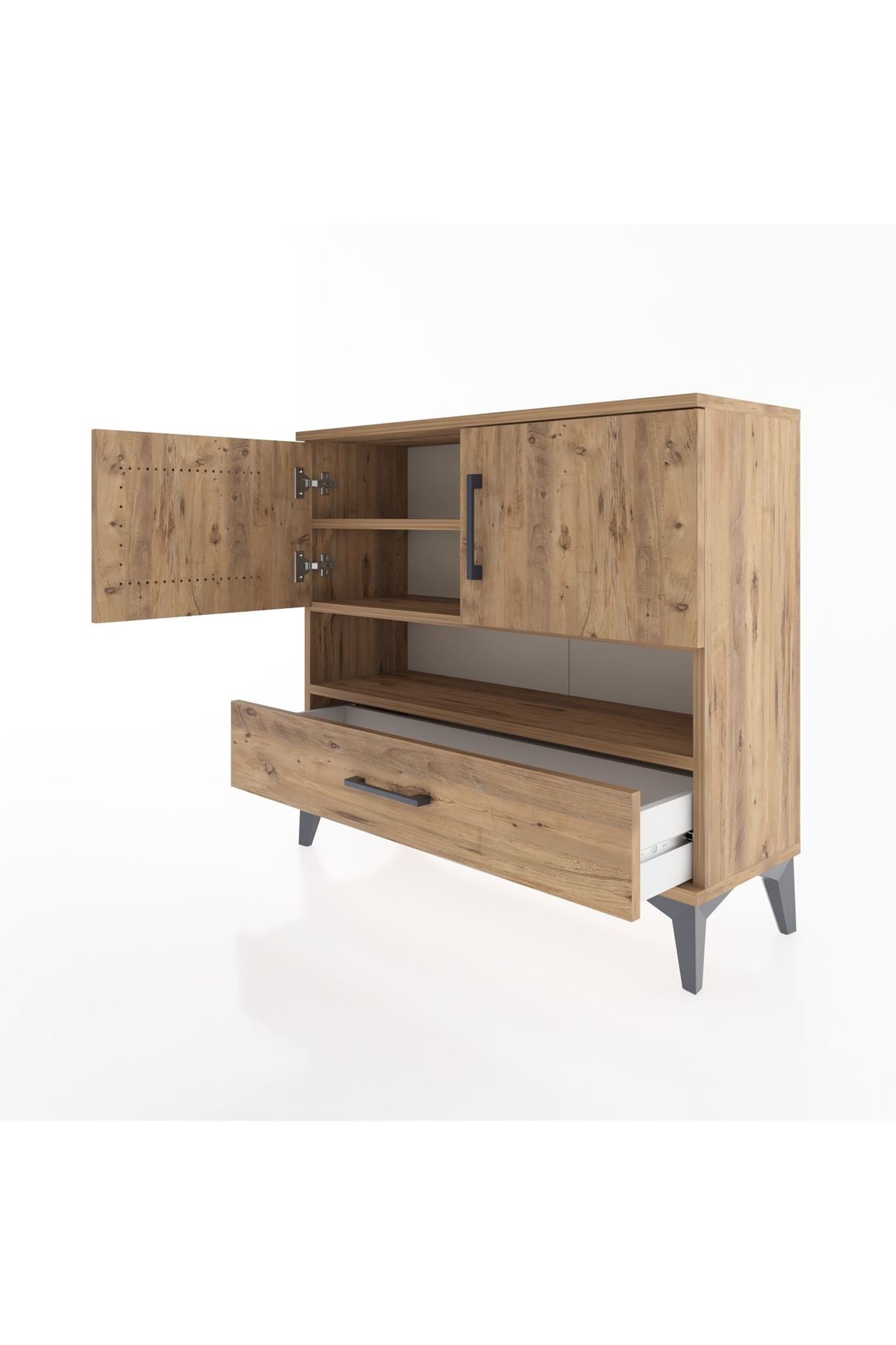 Arges Şifonyer 3 Raflı Tek Çekmeceli 2 Kapaklı 88x30x80 - S03M037V9A
