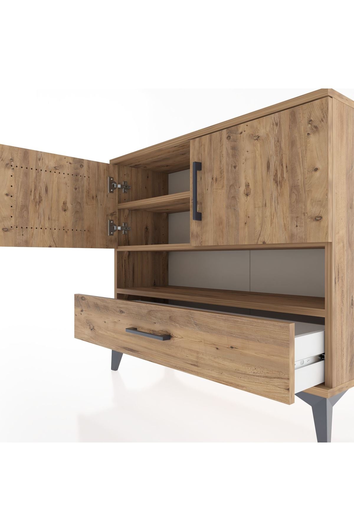 Arges Şifonyer 3 Raflı Tek Çekmeceli 2 Kapaklı 88x30x80 - S03M037V9A