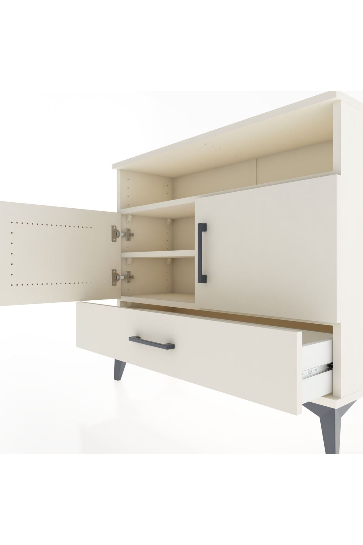 Arges Şifonyer 3 Raflı Tek Çekmeceli 2 Kapaklı 88x30x80 - S03M038V1A
