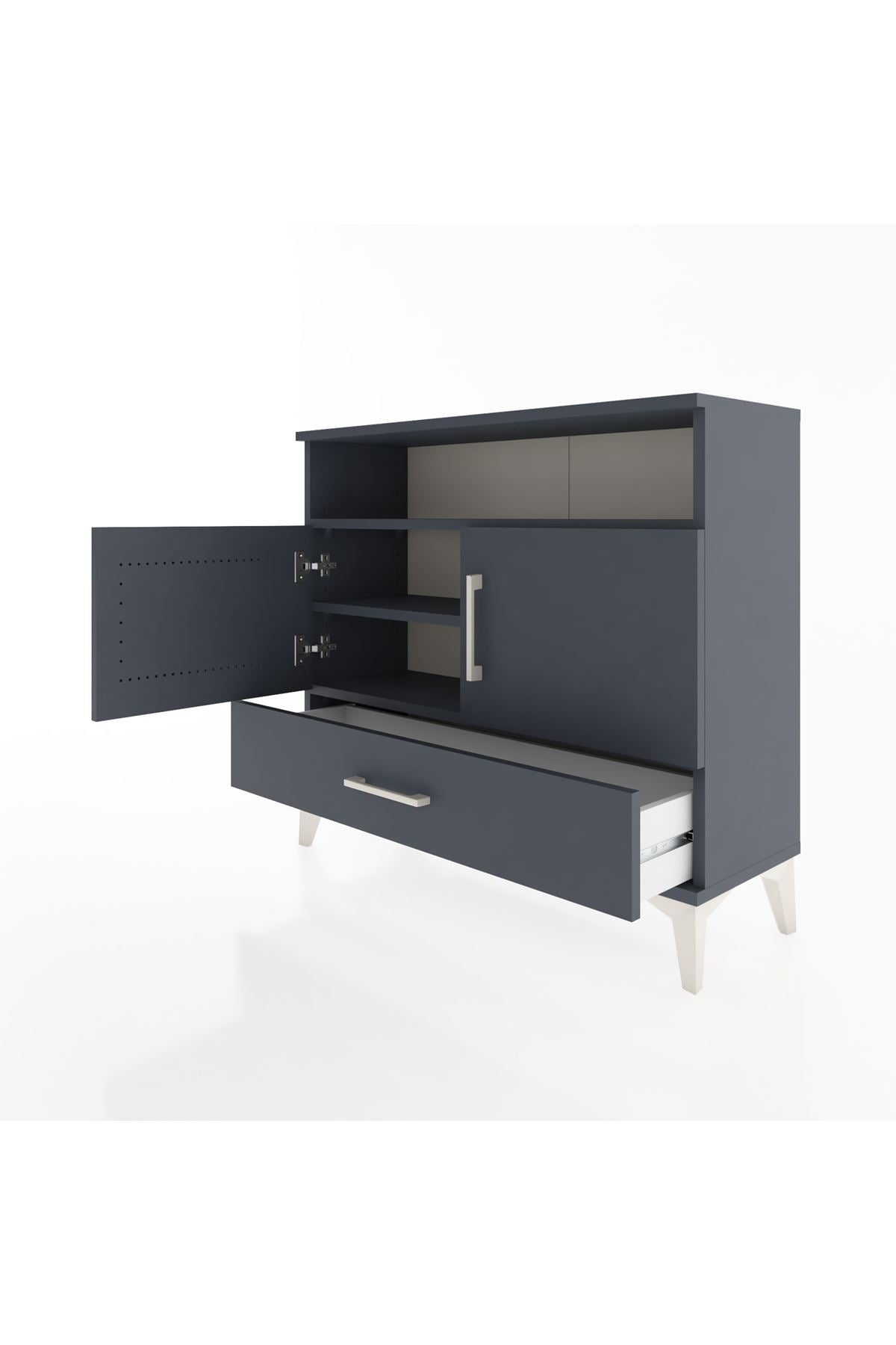 Arges Şifonyer 3 Raflı Tek Çekmeceli 2 Kapaklı 88x30x80 - S03M038V5A