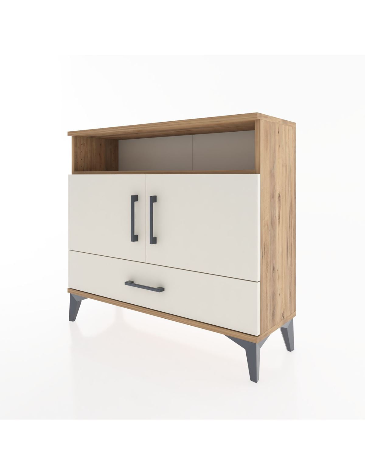 Arges Şifonyer 3 Raflı Tek Çekmeceli 2 Kapaklı 88x30x80 - S03M038V7A