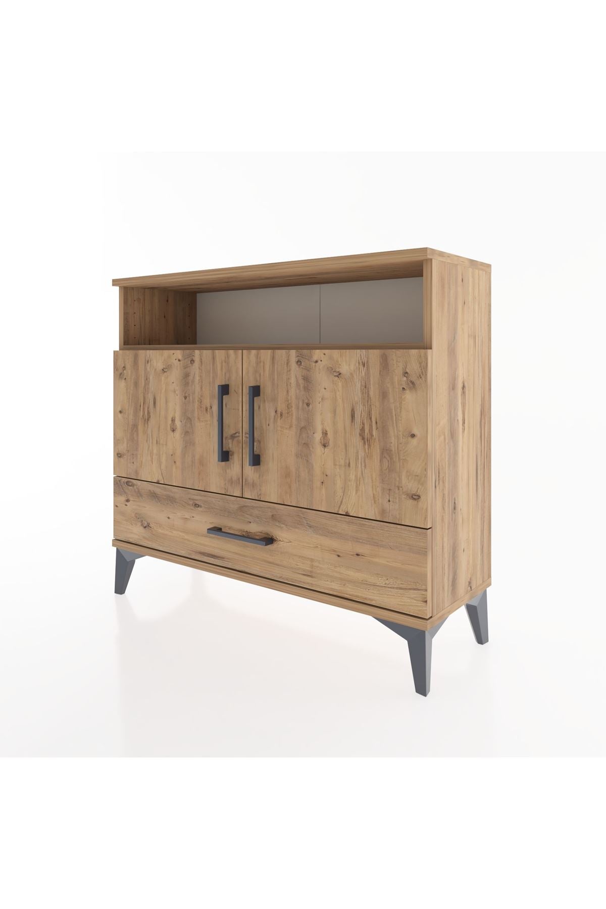 Arges Şifonyer 3 Raflı Tek Çekmeceli 2 Kapaklı 88x30x80 - S03M038V9A