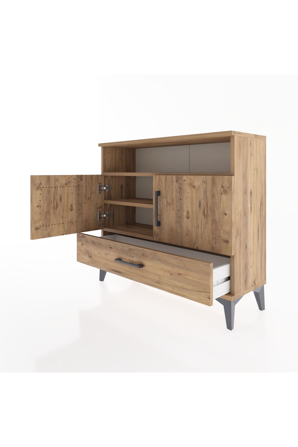 Arges Şifonyer 3 Raflı Tek Çekmeceli 2 Kapaklı 88x30x80 - S03M038V9A