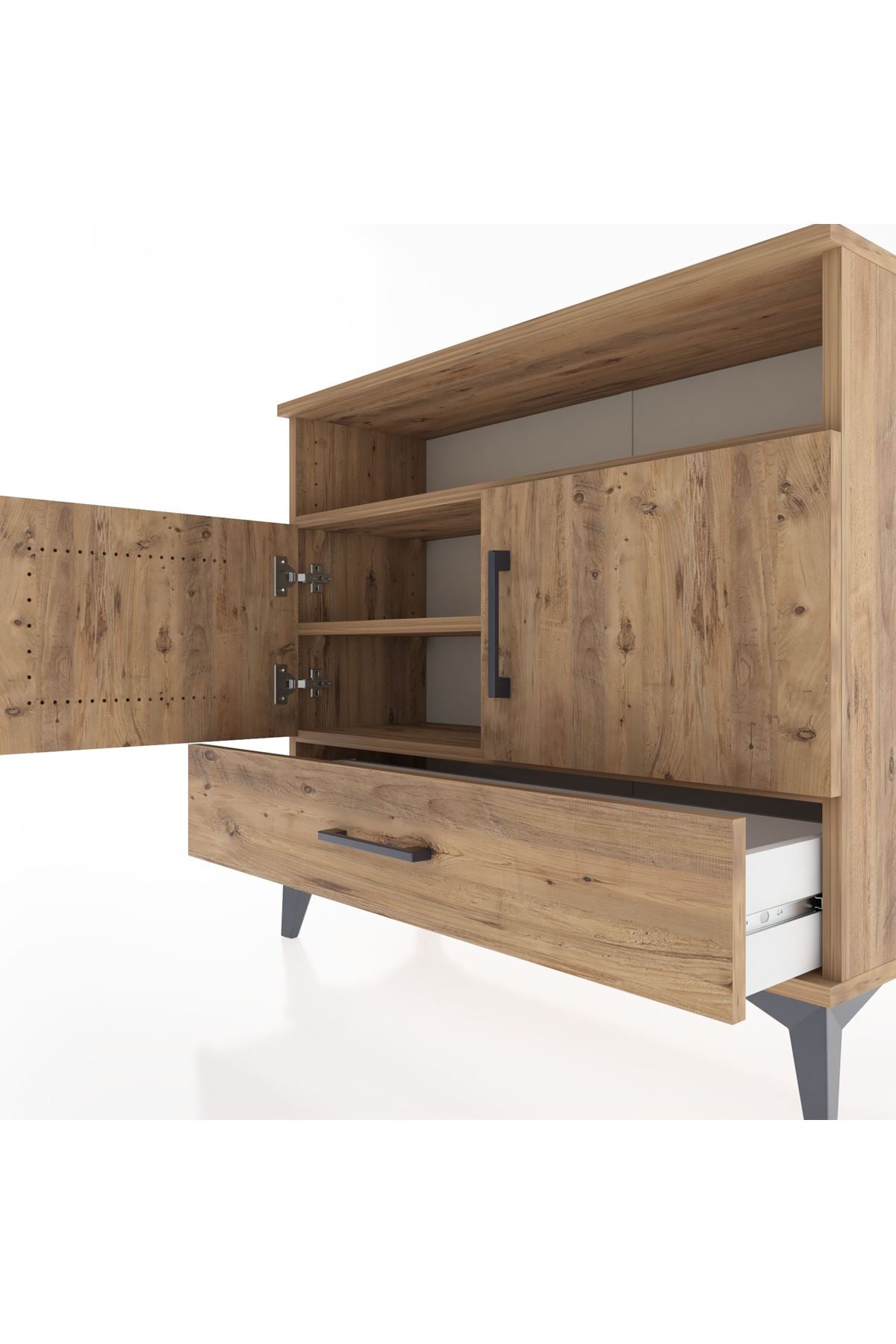 Arges Şifonyer 3 Raflı Tek Çekmeceli 2 Kapaklı 88x30x80 - S03M038V9A