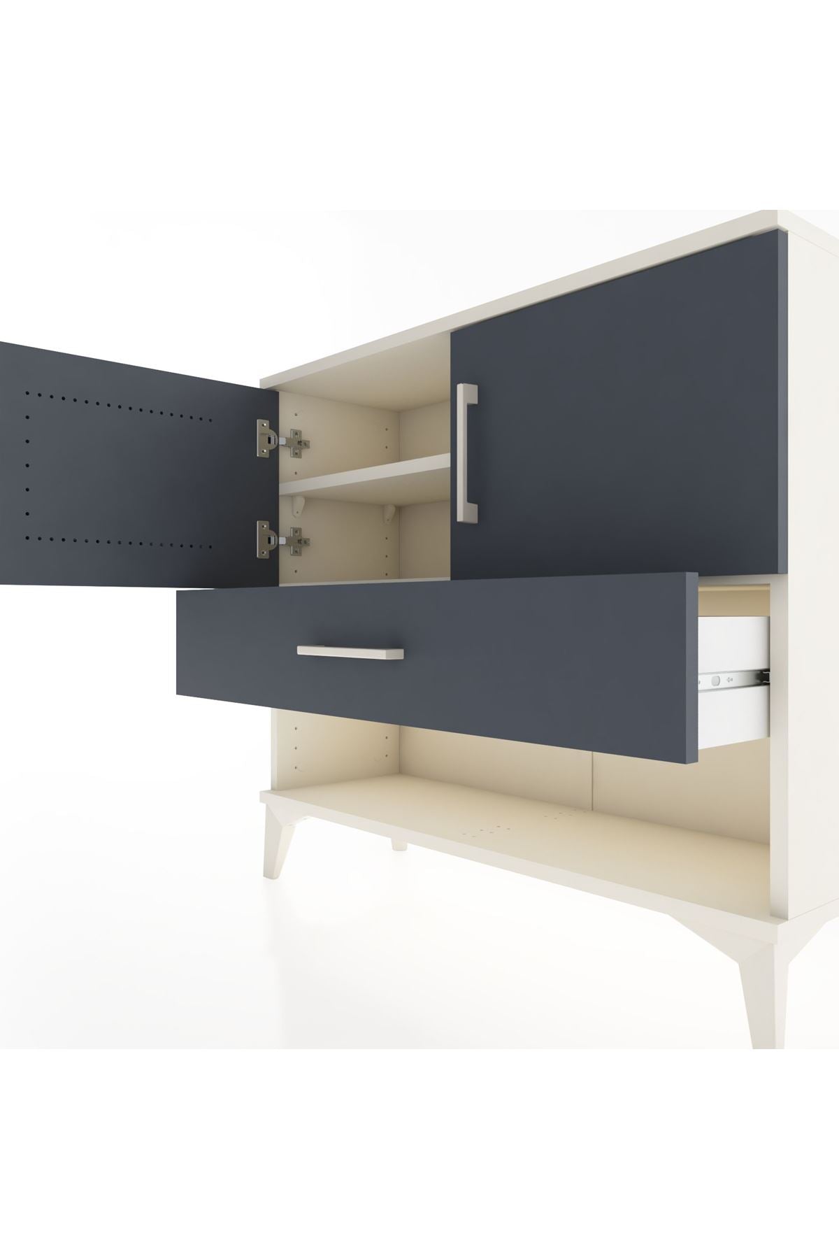 Arges Şifonyer 2 Raflı Tek Çekmeceli 2 Kapaklı 88x30x80 - S03M039V2A