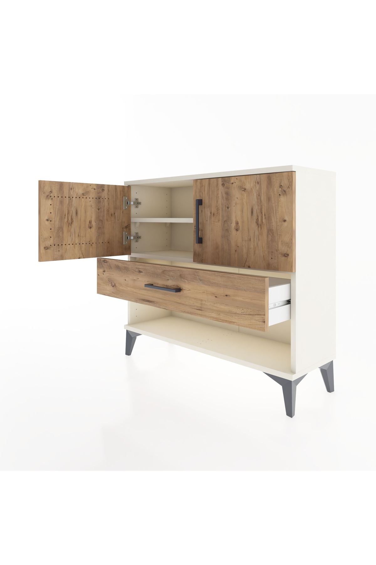 Arges Şifonyer 2 Raflı Tek Çekmeceli 2 Kapaklı 88x30x80 - S03M039V3A