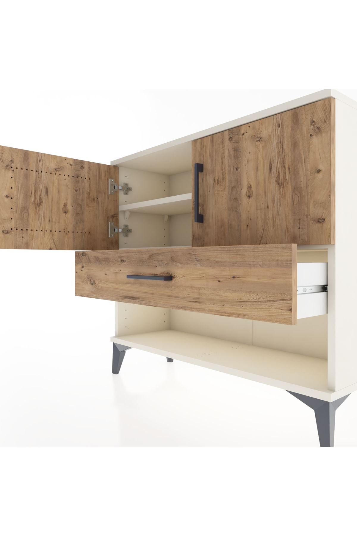 Arges Şifonyer 2 Raflı Tek Çekmeceli 2 Kapaklı 88x30x80 - S03M039V3A