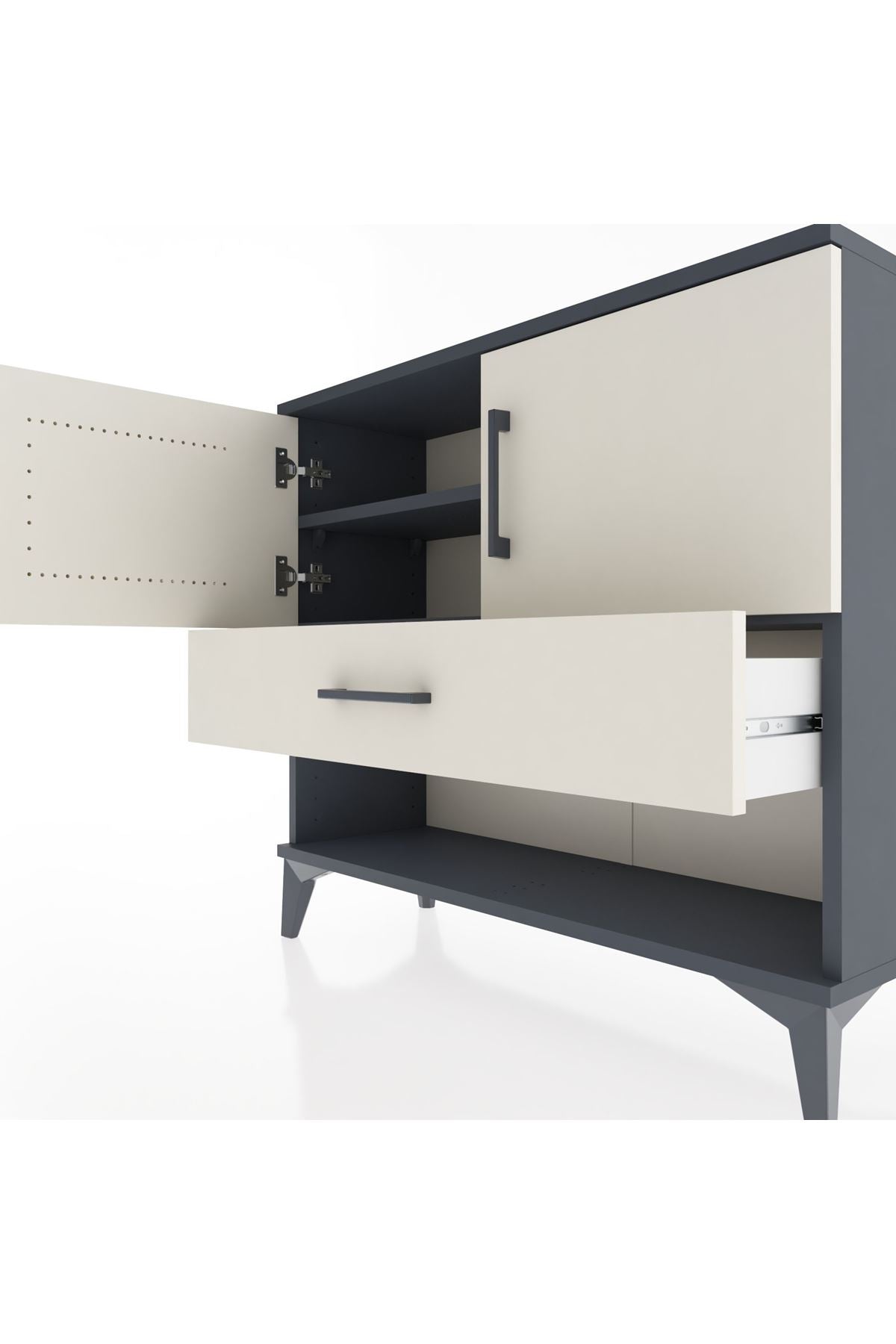 Arges Şifonyer 2 Raflı Tek Çekmeceli 2 Kapaklı 88x30x80 - S03M039V4A