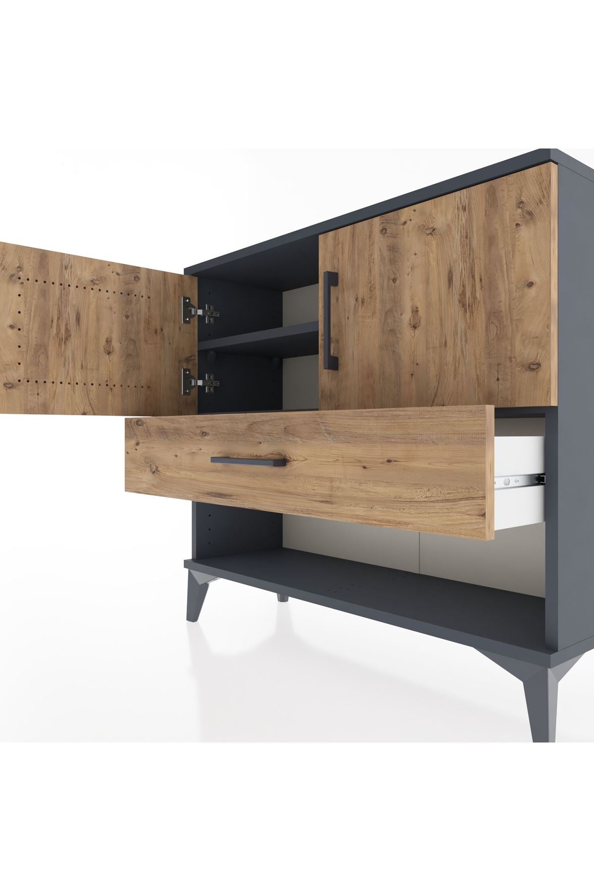 Arges Şifonyer 2 Raflı Tek Çekmeceli 2 Kapaklı 88x30x80 - S03M039V6A