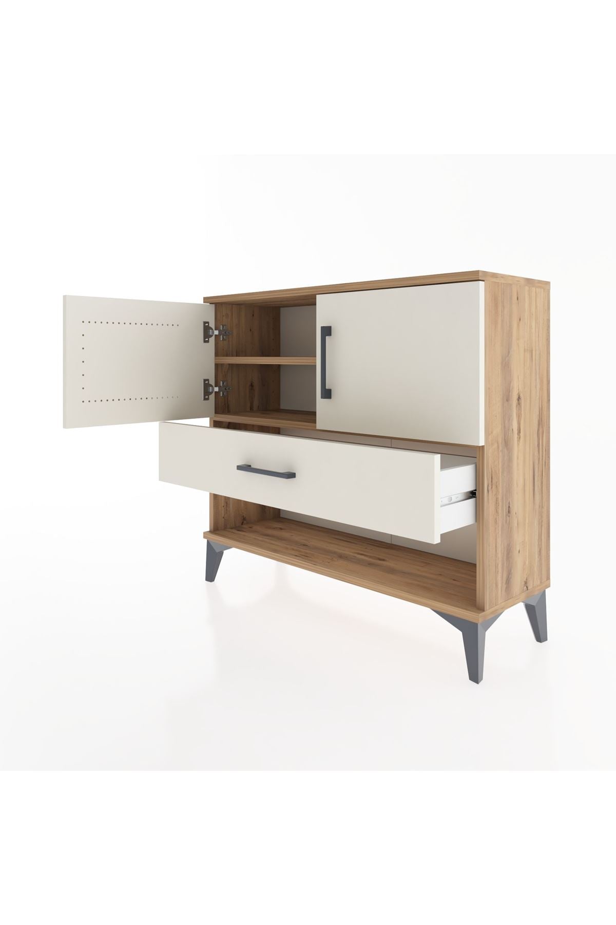 Arges Şifonyer 2 Raflı Tek Çekmeceli 2 Kapaklı 88x30x80 - S03M039V7A