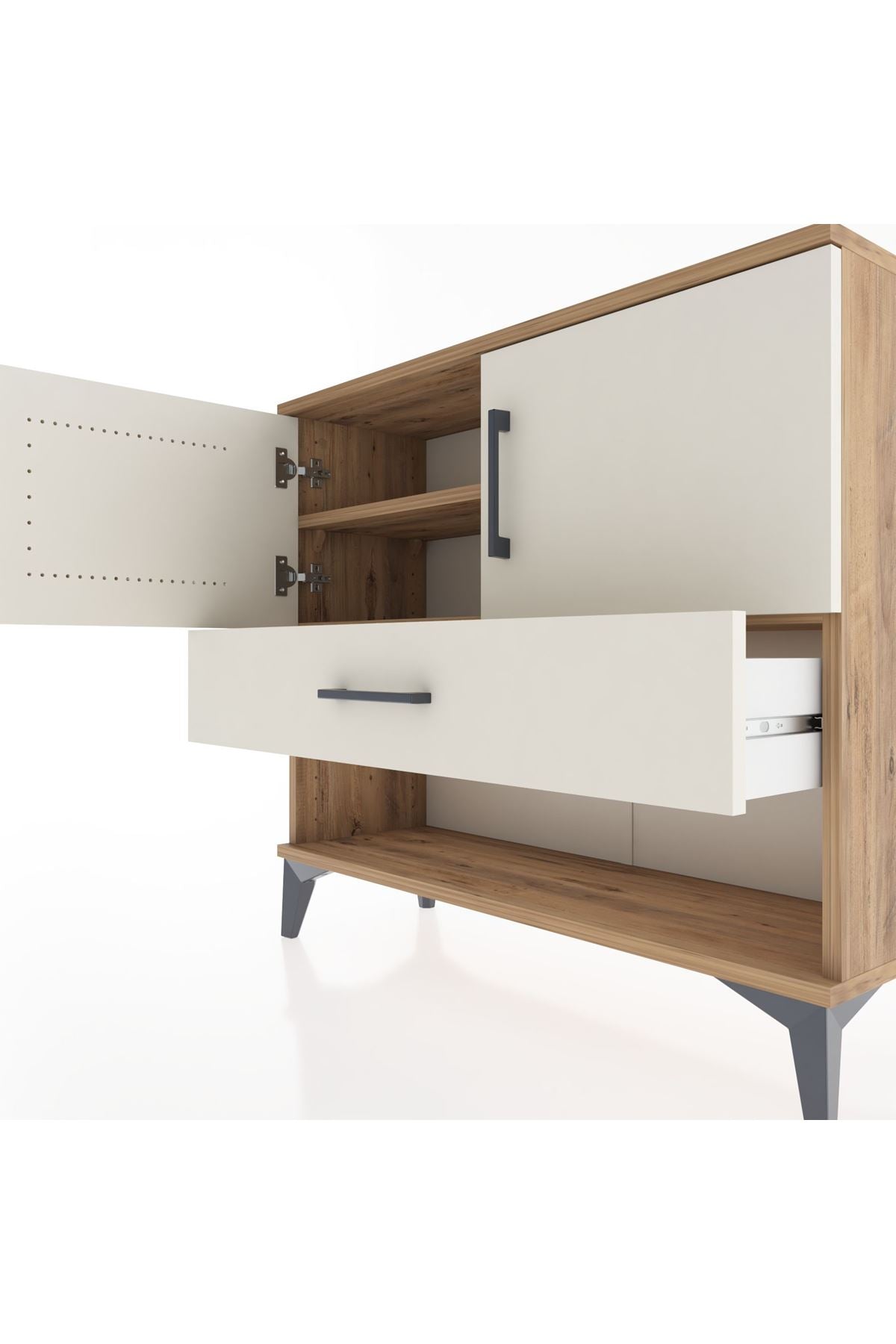 Arges Şifonyer 2 Raflı Tek Çekmeceli 2 Kapaklı 88x30x80 - S03M039V7A