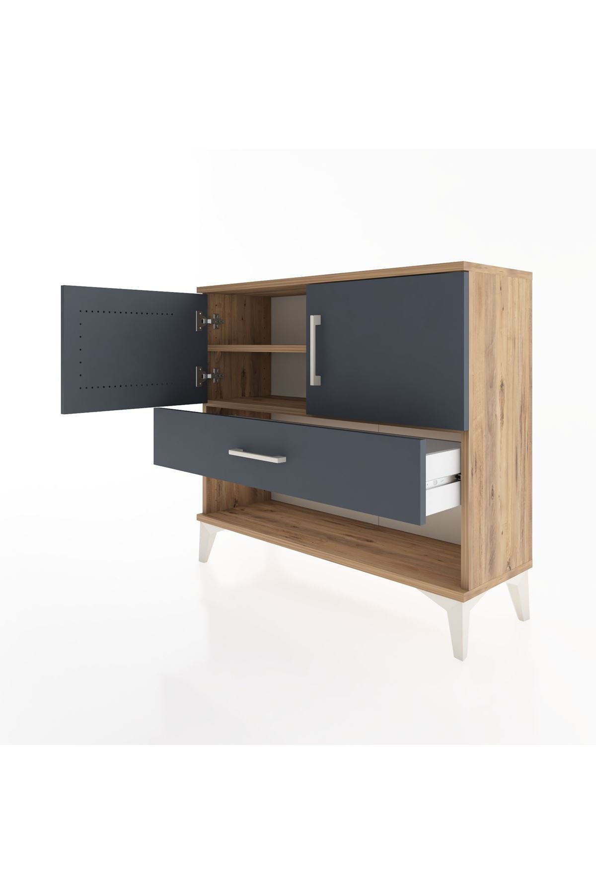 Arges Şifonyer 2 Raflı Tek Çekmeceli 2 Kapaklı 88x30x80 - S03M039V8A