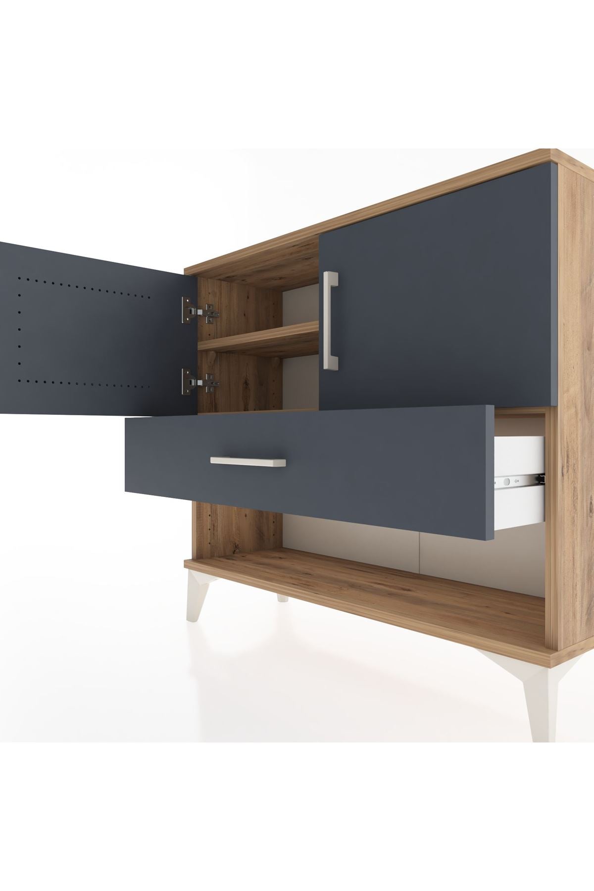 Arges Şifonyer 2 Raflı Tek Çekmeceli 2 Kapaklı 88x30x80 - S03M039V8A