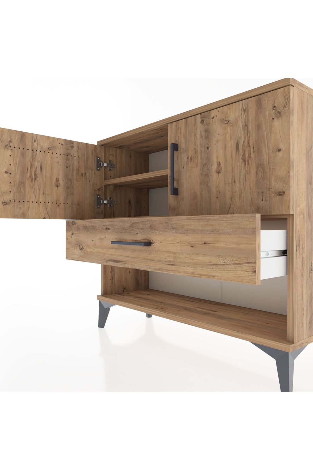 Arges Şifonyer 2 Raflı Tek Çekmeceli 2 Kapaklı 88x30x80 - S03M039V9A