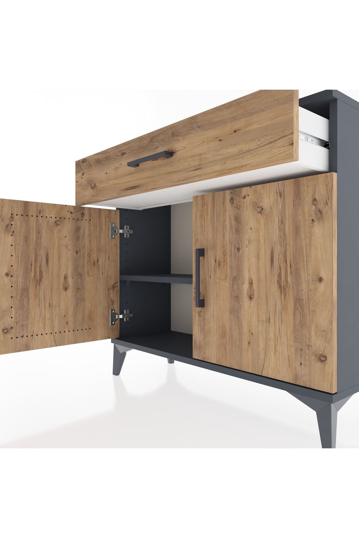 Arges Şifonyer Tek Raflı Tek Çekmeceli 2 Kapaklı 88x30x80 - S03M023V6A