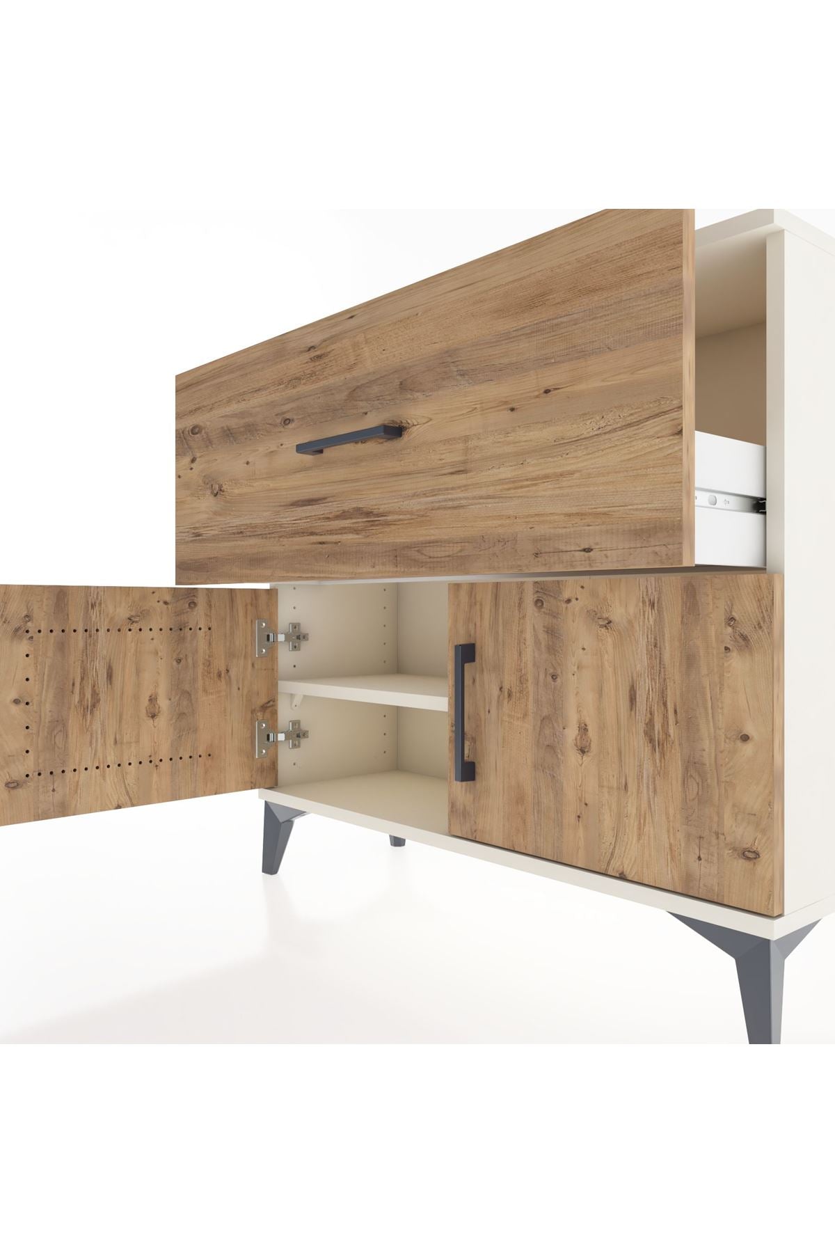 Arges Şifonyer Tek Raflı Tek Çekmeceli 2 Kapaklı 88x30x80 - S03M027V3A