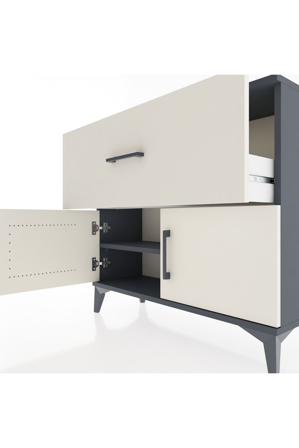 Arges Şifonyer Tek Raflı Tek Çekmeceli 2 Kapaklı 88x30x80 - S03M027V4A
