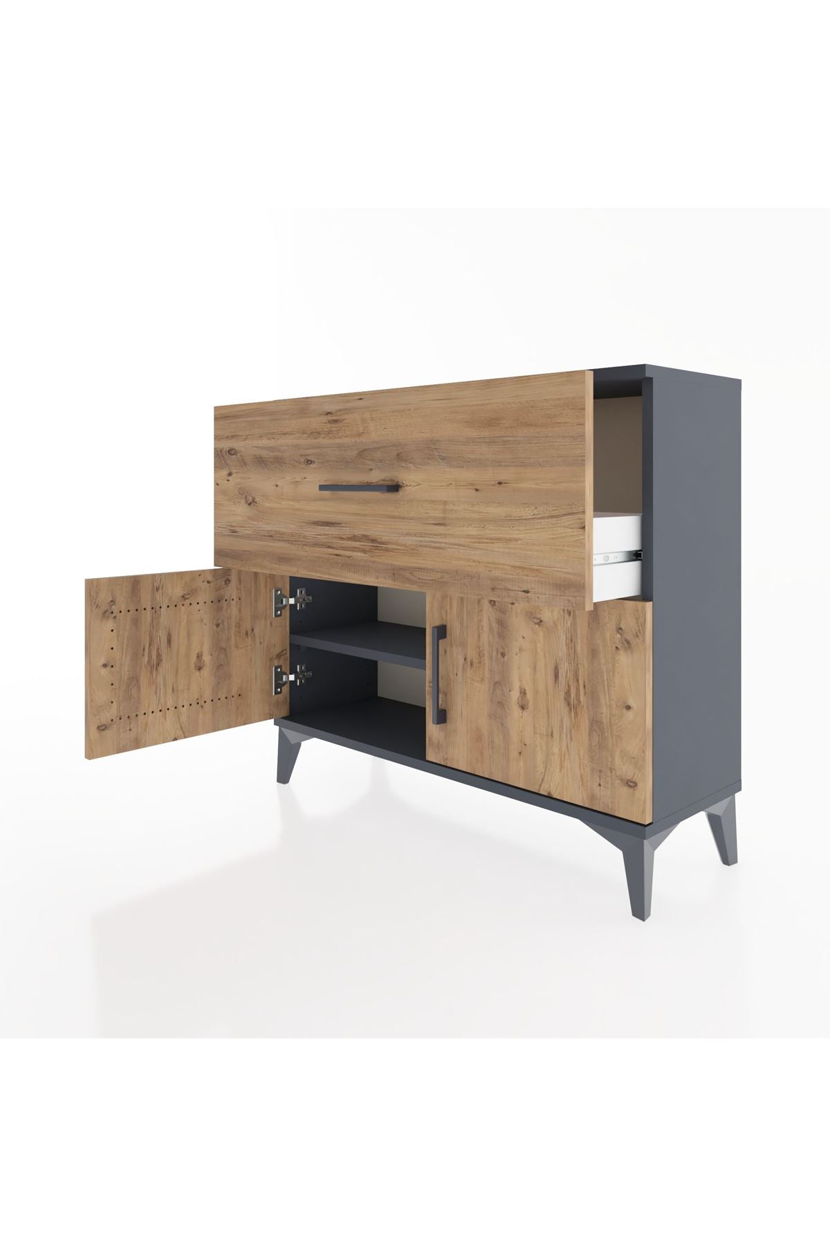 Arges Şifonyer Tek Raflı Tek Çekmeceli 2 Kapaklı 88x30x80 - S03M027V6A