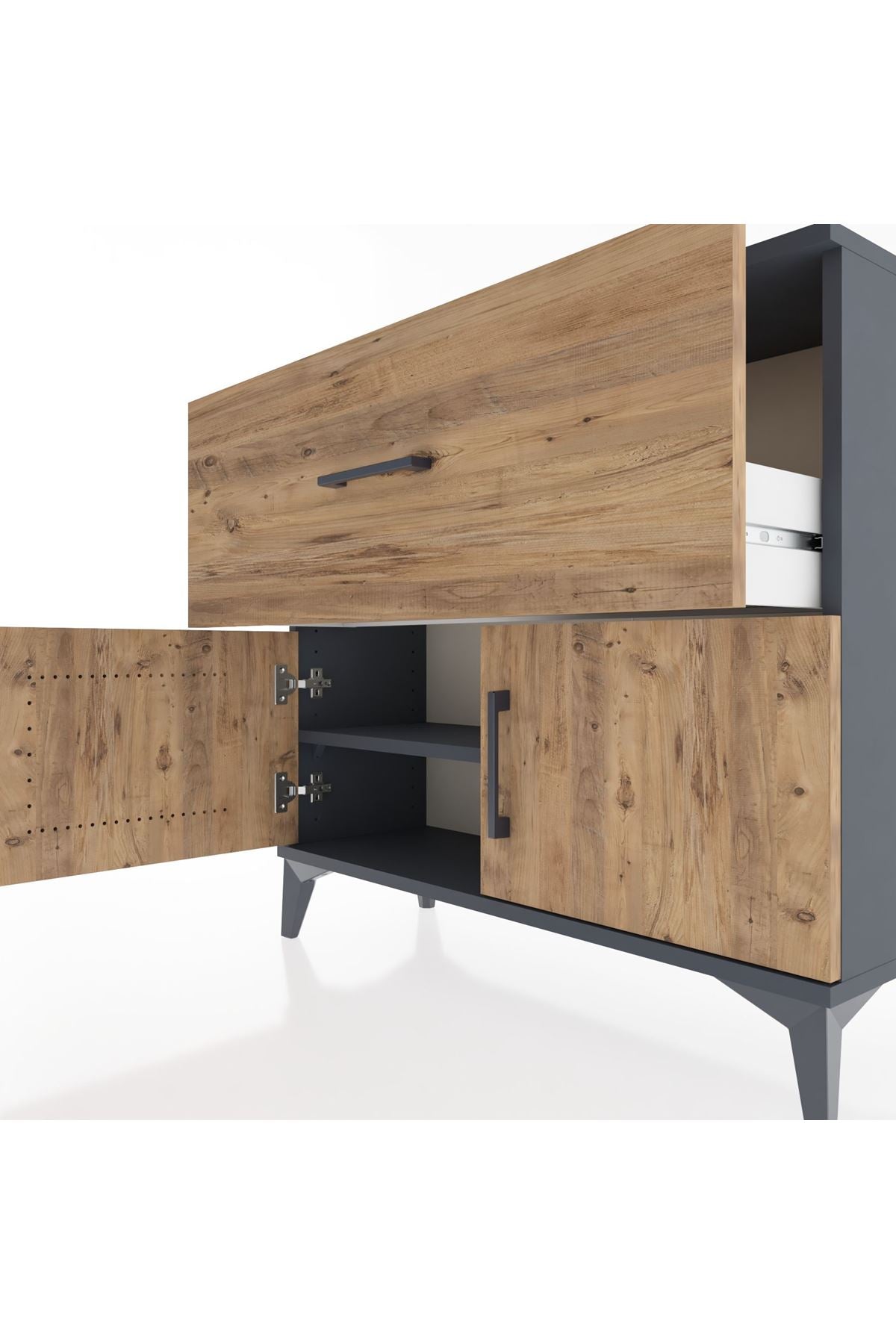 Arges Şifonyer Tek Raflı Tek Çekmeceli 2 Kapaklı 88x30x80 - S03M027V6A