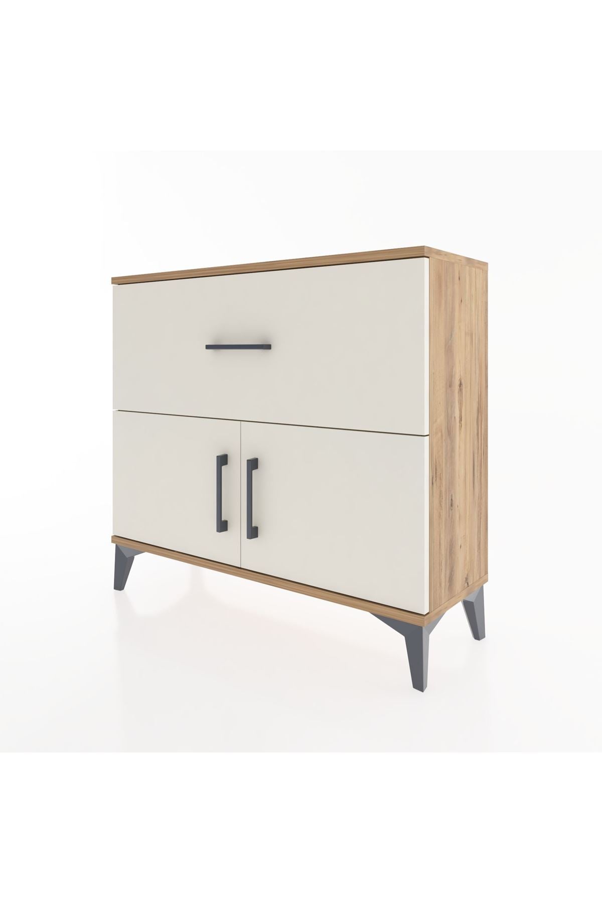 Arges Şifonyer Tek Raflı Tek Çekmeceli 2 Kapaklı 88x30x80 - S03M027V7A
