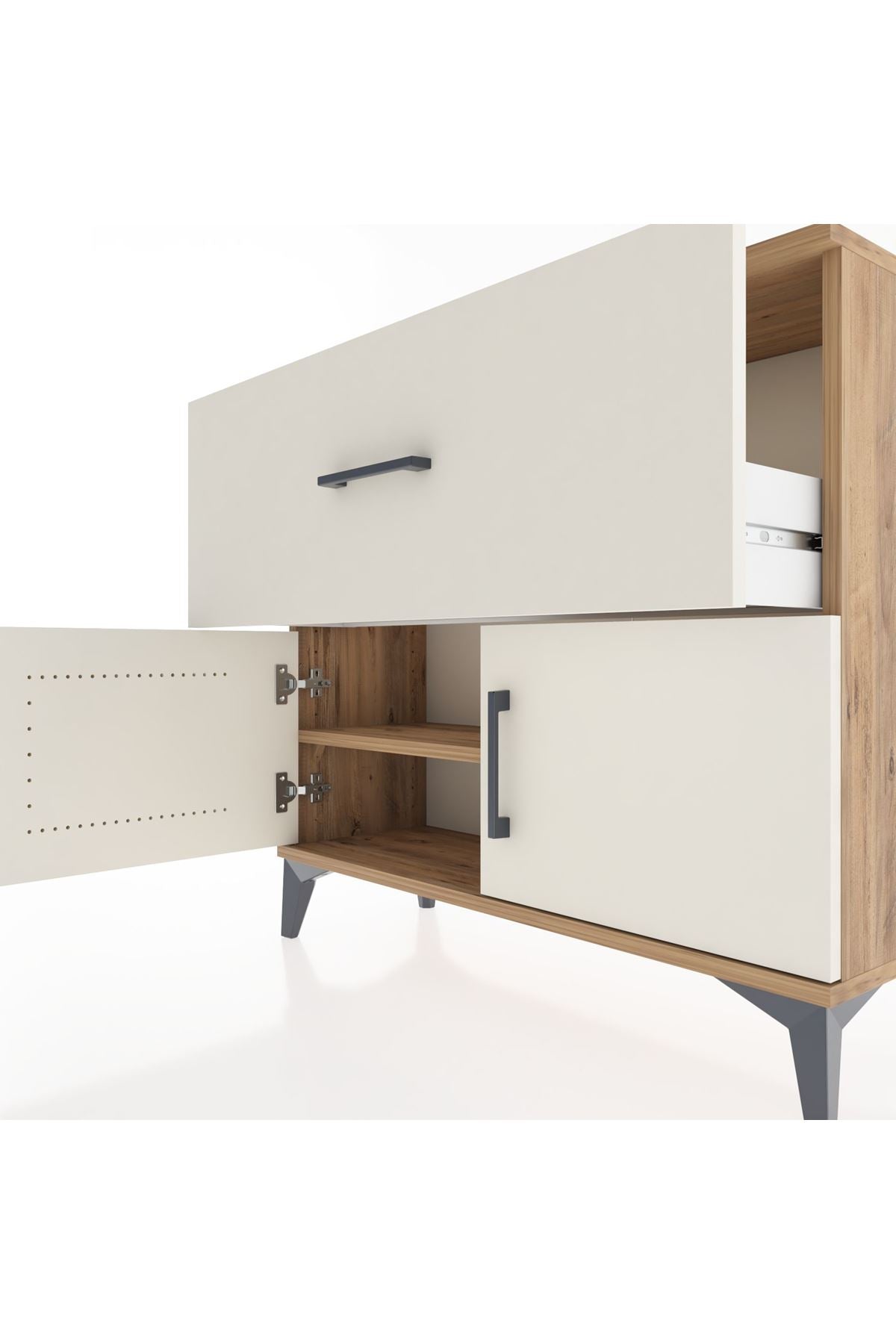 Arges Şifonyer Tek Raflı Tek Çekmeceli 2 Kapaklı 88x30x80 - S03M027V7A