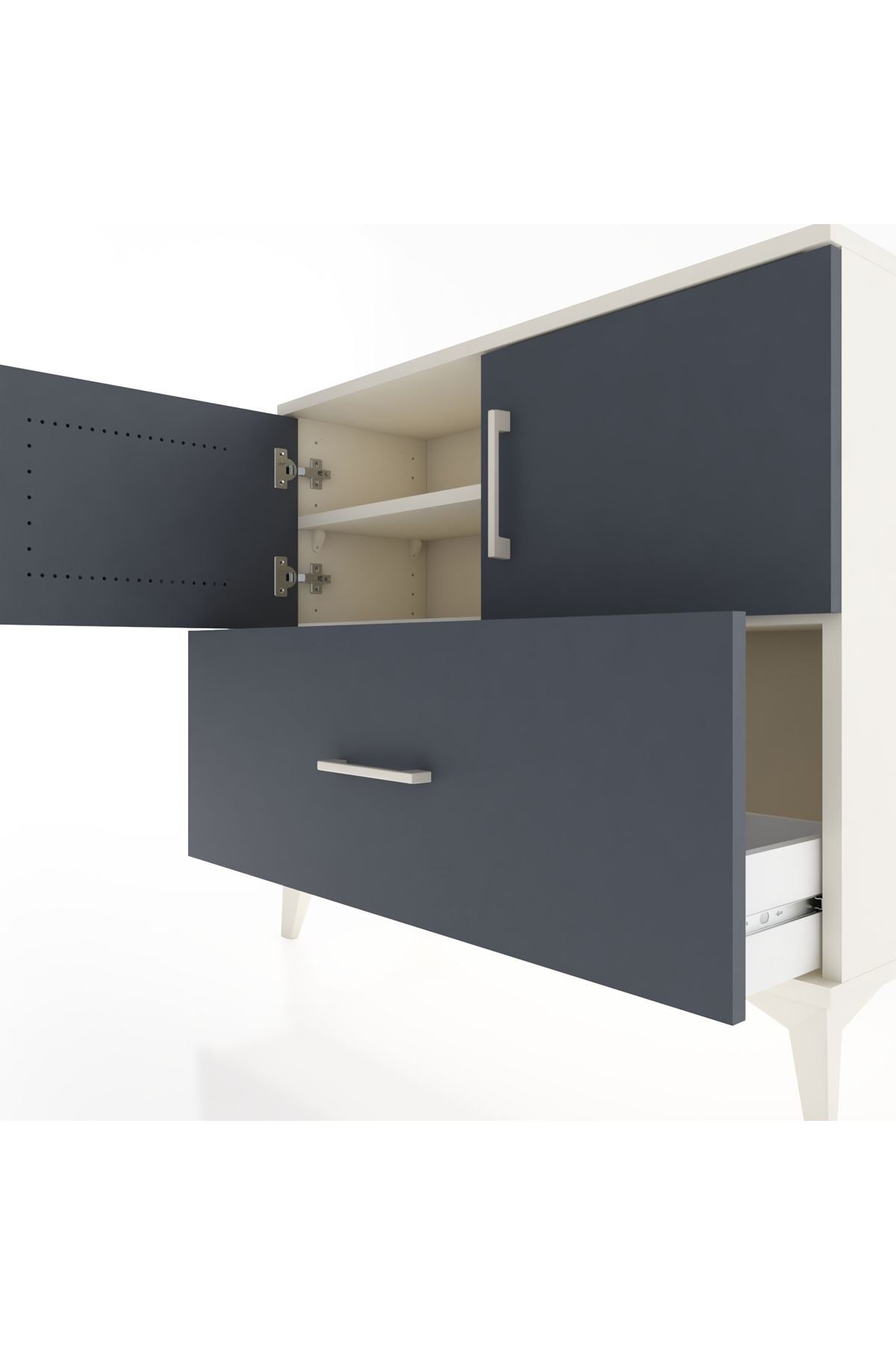 Arges Şifonyer 2 Raflı Tek Çekmeceli 2 Kapaklı 88x30x80 - S03M028V2A