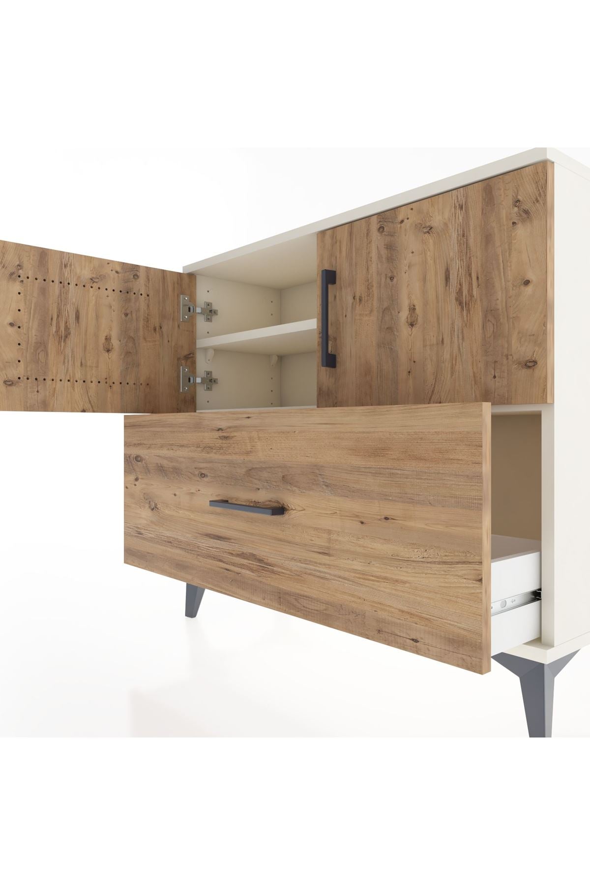 Arges Şifonyer 2 Raflı Tek Çekmeceli 2 Kapaklı 88x30x80 - S03M028V3A