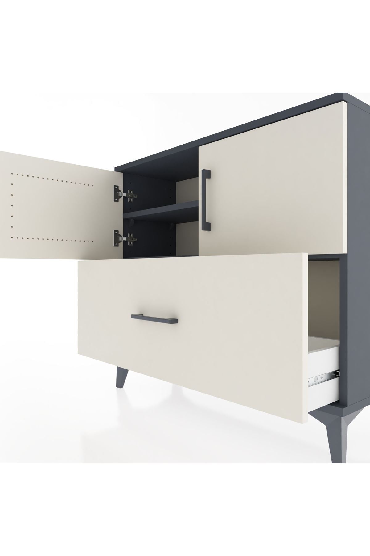 Arges Şifonyer 2 Raflı Tek Çekmeceli 2 Kapaklı 88x30x80 - S03M028V4A