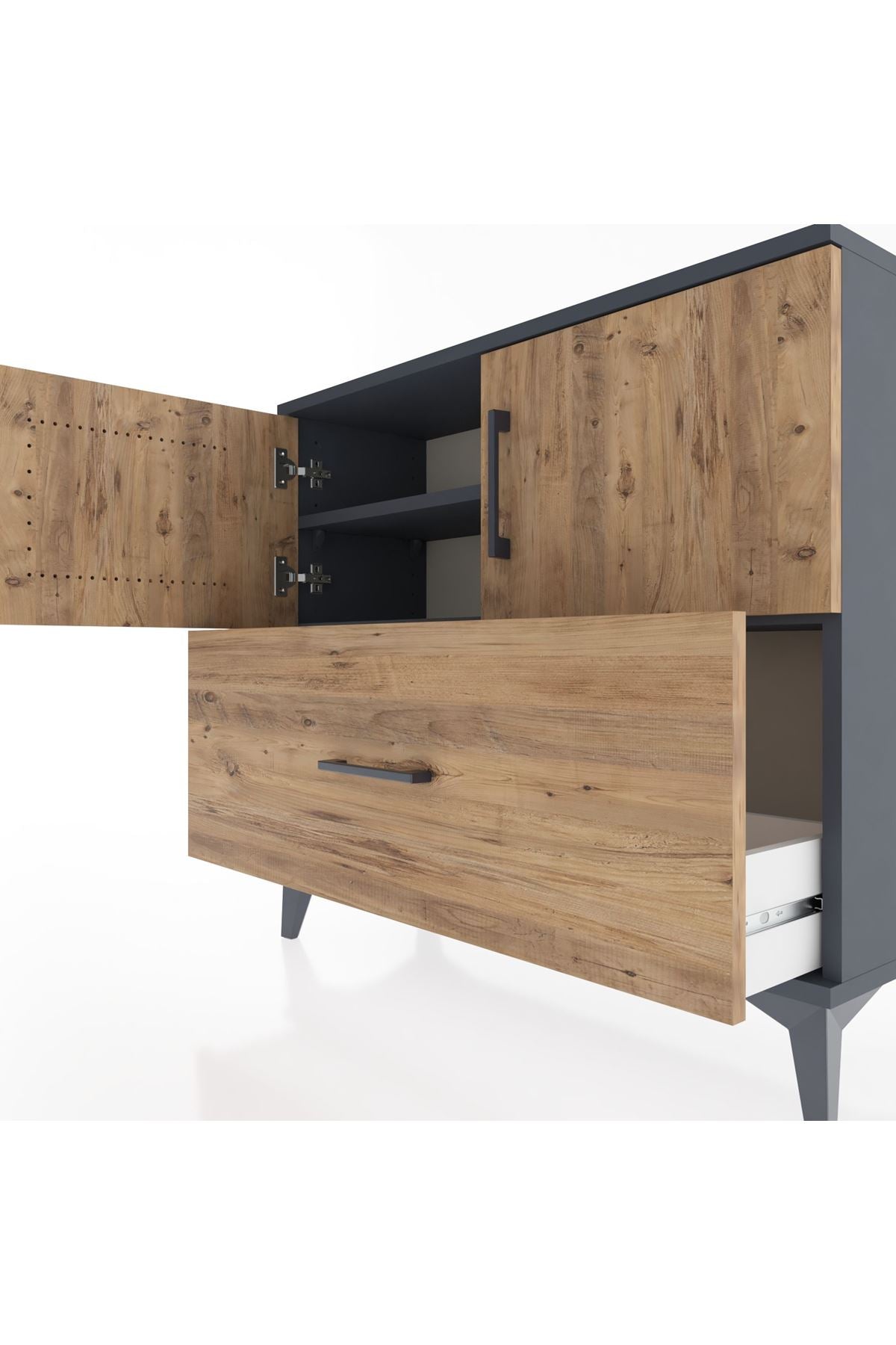 Arges Şifonyer 2 Raflı Tek Çekmeceli 2 Kapaklı 88x30x80 - S03M028V6A