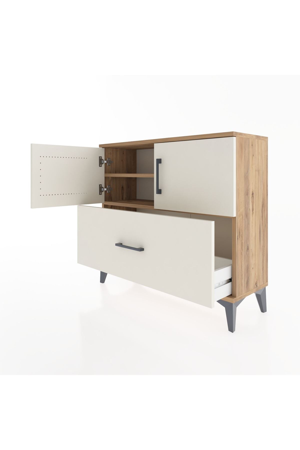 Arges Şifonyer 2 Raflı Tek Çekmeceli 2 Kapaklı 88x30x80 - S03M028V7A