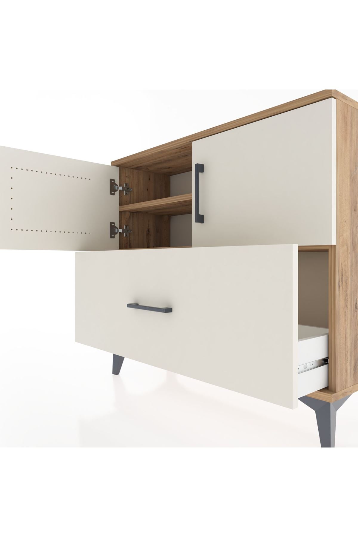 Arges Şifonyer 2 Raflı Tek Çekmeceli 2 Kapaklı 88x30x80 - S03M028V7A